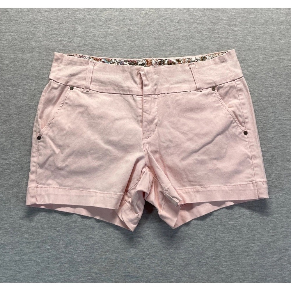 One 5 One Chino Shorts Womens 14 Light Pink Cotton Stretch Casual Summer Beach
